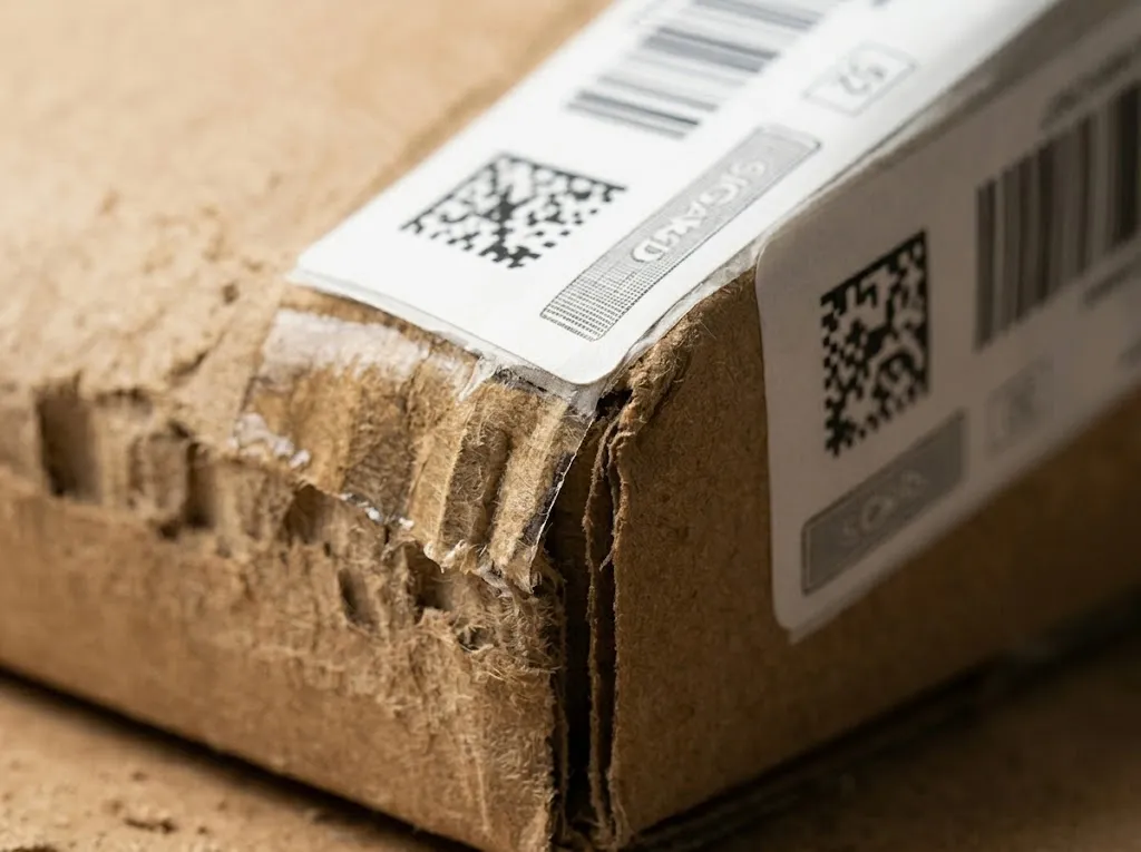 SIGAN RFID sticker with industrial permanent adhesive on a corrugated cardboard box