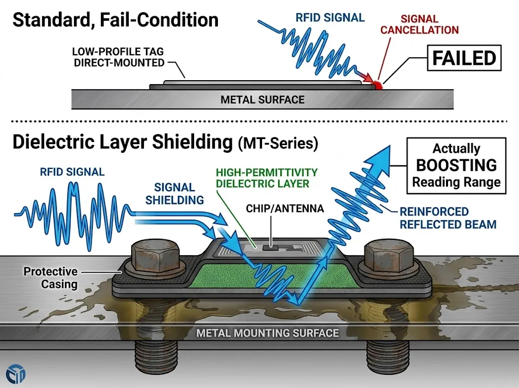 Internal dielectric layer of SIGAN anti-metal RFID tag physics diagram