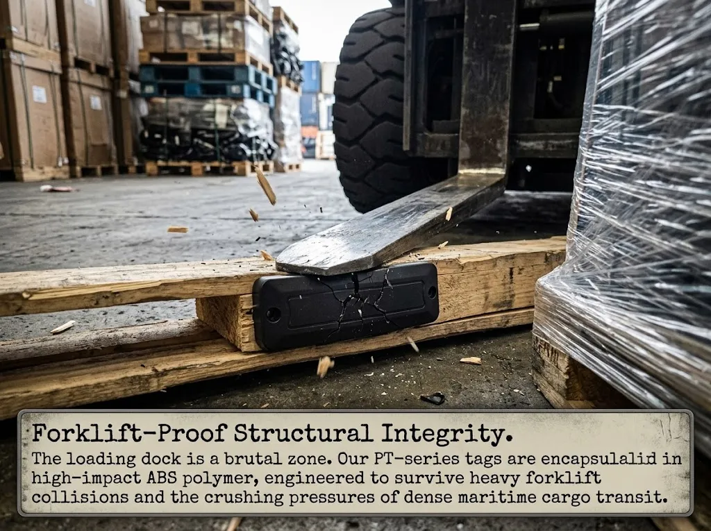 SIGAN industrial RFID pallet tag surviving forklift impact and mechanical stress