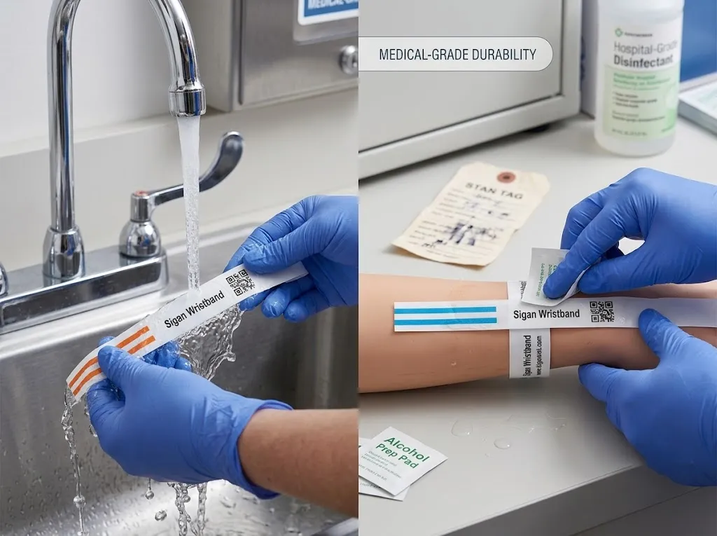 Waterproof and alcohol resistant test of SIGAN synthetic paper RFID wristband