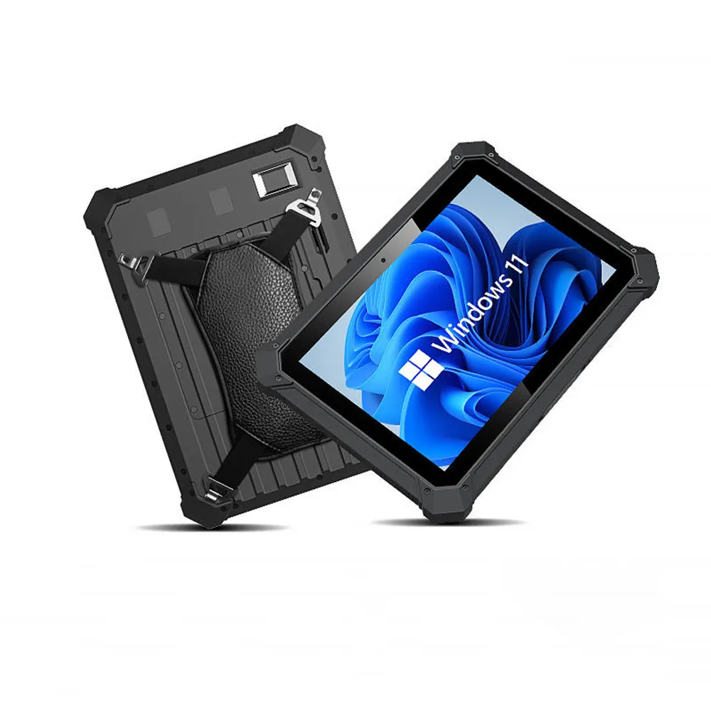 SG-1006 robust tablet standing on single corner supporting secure rear leather handstrap accessories thumbnail