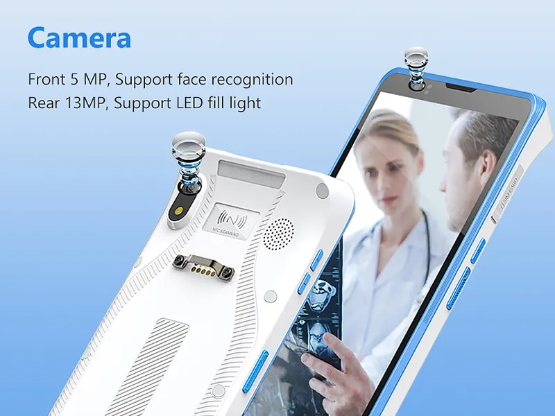 Thirteen megapixel high definition camera array with autofocus flash on medical rugged pda